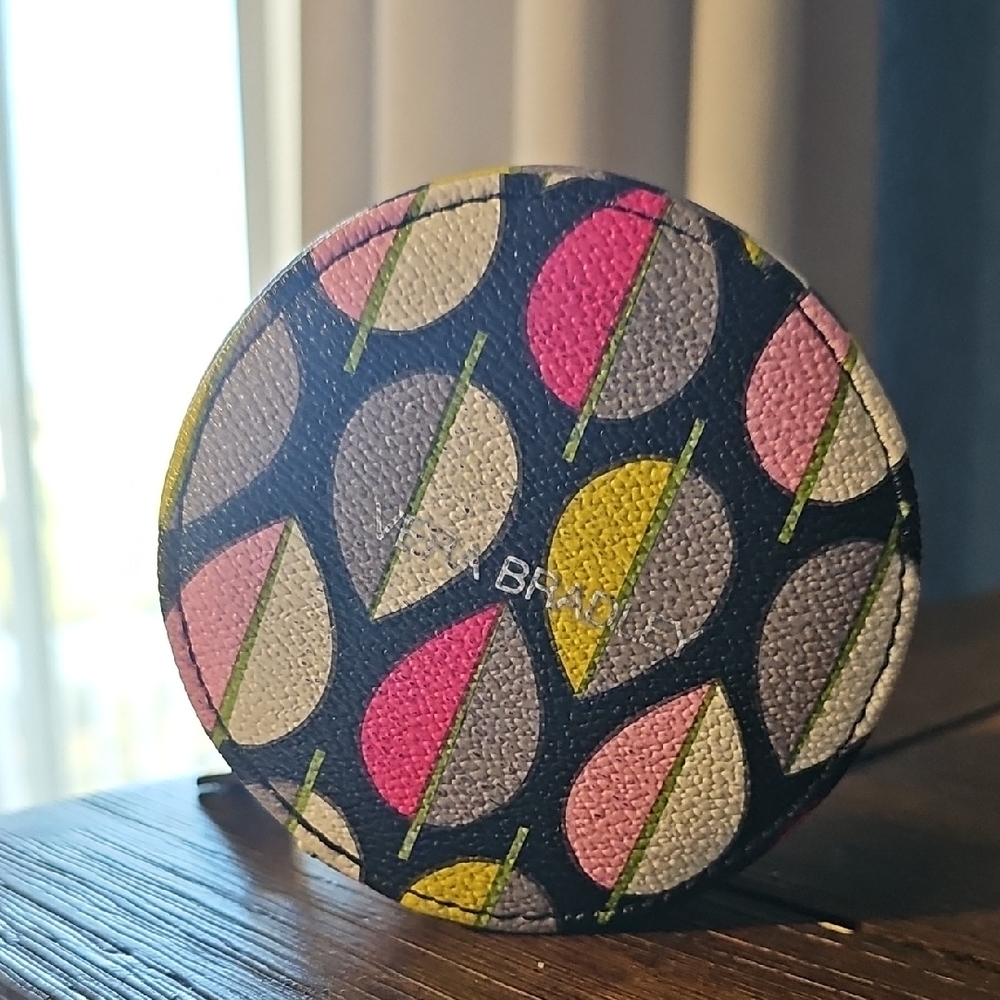 Vera Bradley Pink and Yellow Leaf Pattern Earring Case